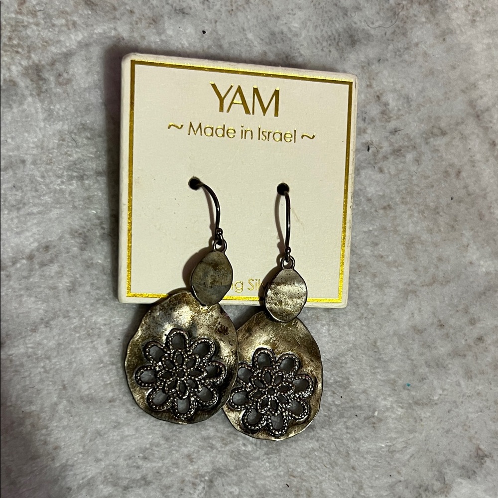Ya Los Angeles Antique Silver Floral Earrings